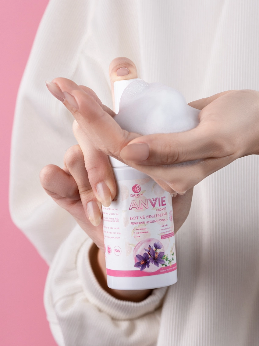 Danvypharma.vn - Bot Ve Sinh Phu Nu Anvie Organic Lanh Tu Thien Nhien Cho Ca Me Bau - Huong Dan